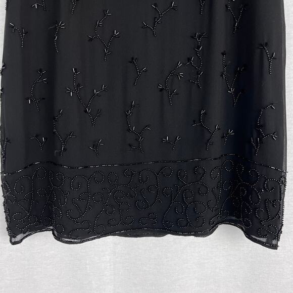 Vintage INC Skirt Black Beaded Silk Mini Whimsigoth Occasion Event Hoco Glam - Picture 3 of 7